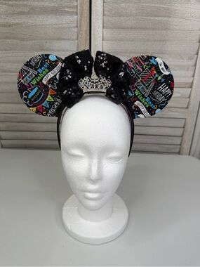 DISNEY Birthday/Tiara Minnie Ears/Headband Black/Multi-OS